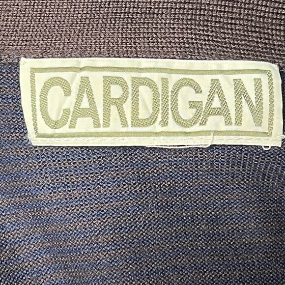 CARDIGAN Brand 100% Merino Wool Boyfriend Button Cardigan Navy/ Brown Sz L - Picture 4 of 5